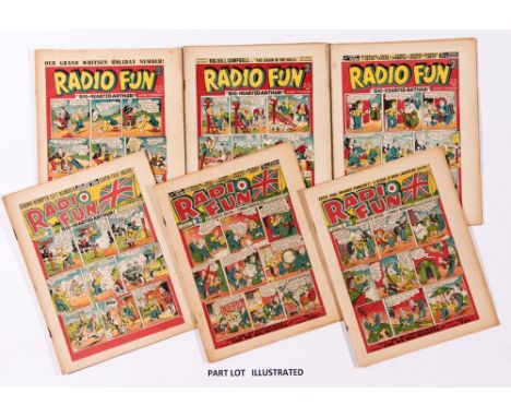 Radio Fun (1939) 26, 27, 29-46, 50-61 incl. Easter, Anniversary and Whitsun Holiday numbers. Propaganda war comic strips and 