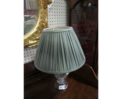 A CAVAN CRYSTAL TABLE LAMP of baluster form with pleated shade 40cm high