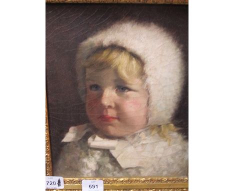 ENGLISH SCHOOL 19TH CENTURY
Portrait of a Young Girl with a Bonnet
Oil on Canvas
29cm x 24cm