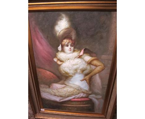 20TH CENTURY
Portrait of an Elegant Young Lady with Ruffled Dress and Bonnet
Oil on Canvas
90cm x 60cm