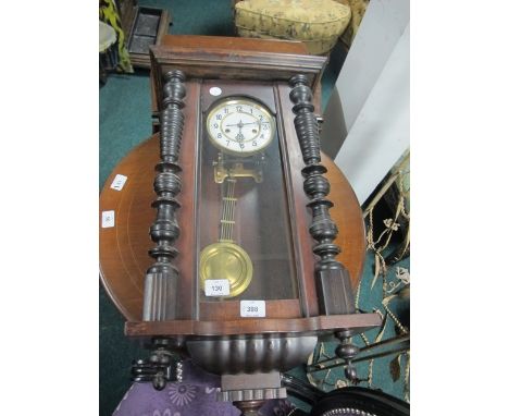A MAHOGANY CASE VIENNA WALL CLOCK with enamel dial 5cm (h) x 39cm (w) x 18cm (d)