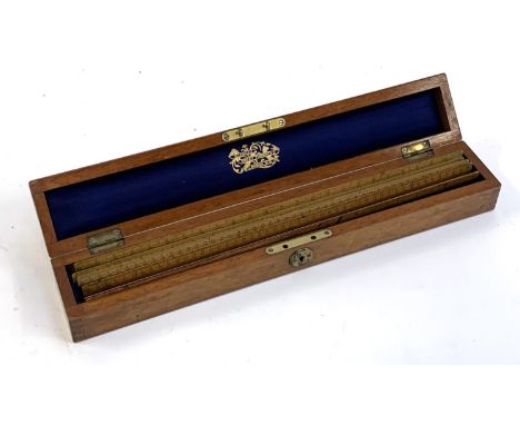 A Stanley's Engine Divided Scale, six rules within a fitted oak case, 24cmL 