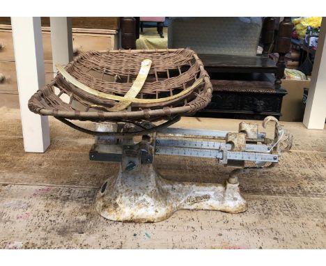 A set of Harrods baby weighing scales with basket 