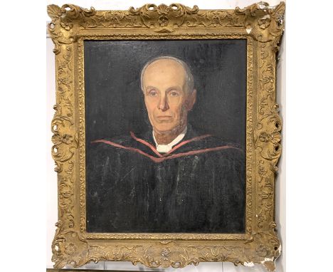 20th century oil on canvas, portrait of a gentleman in gown, 59.5x49.5cm, in ornate gesso frame 