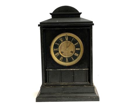 A slate mantel clock, dial with Roman numerals, 42.5cmH 