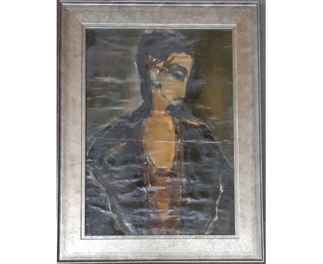 Manner of David Bomberg, portrait of a lady, canvas laid of board, 47x33cm