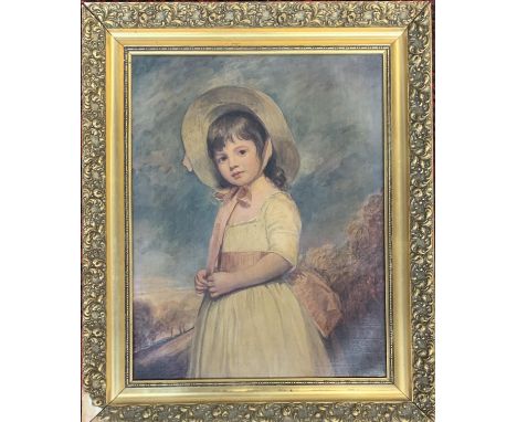 After George Romney, 'Miss Juliana Willoughby', oleograph on canvas, 52x40cm 