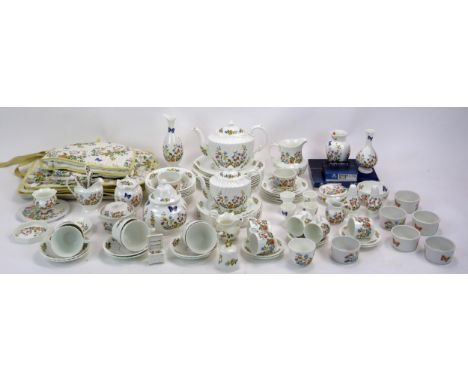 An Extensive Aynsley 'Cottage Garden' pattern tea and dinner wares, includes teapots, cups, saucers, dinner plates cereal bow