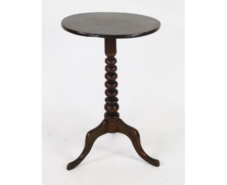 A 19th century mahogany circular occasional table, on ring turned column and tripod base, 43cm diameter, 66cm high,