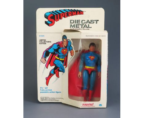 Mego Corp Vintage Superman 5 1/2" Action Figure, Die Cast Metal and Plastic, fully jointed, No. 91505, copyright 1979 DC Comi