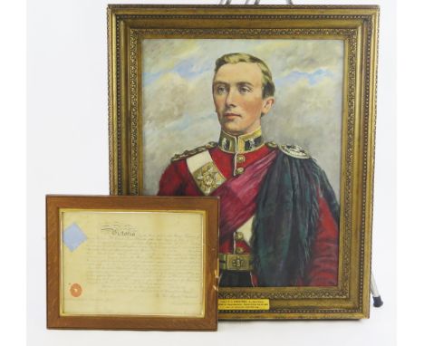 K.C LLoyd; half length portrait of Lieut. N. G. Edmonds, 2nd Black Watch. in full military uniform. oil on canvas, signed K C
