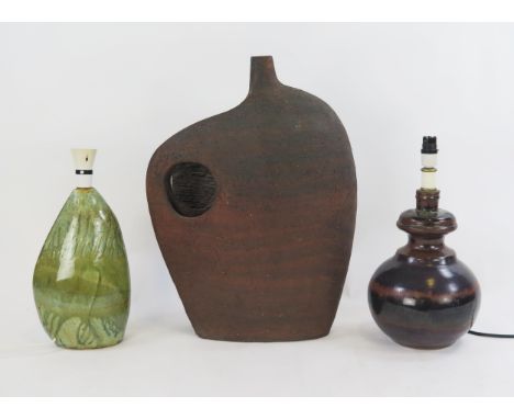 A Studio Pottery Floor Standing Lamp Base (56cm, A/F) and two others
