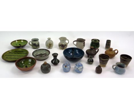 A Selection of Studio Pottery including a green glazed plater (23cm diam., Winchcombe June 1952), Bryan &amp; Julia Newman, B