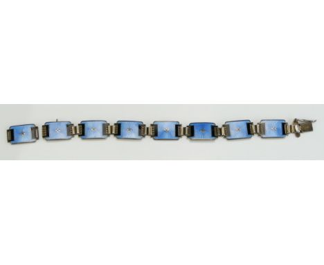 A Norne Silver and Enamel Bracelet, 16.5cm (6.5") and with and additional 2cm panel, 19.22g