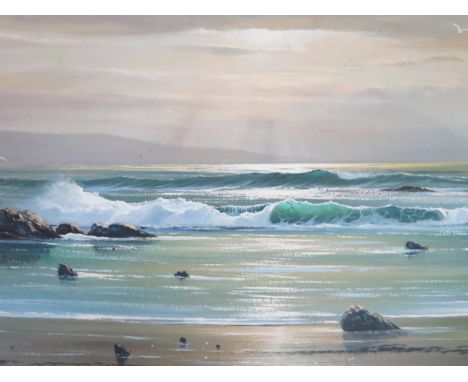 Peter Cosslett (British 1927 - 2012), renowned Realist Painter of seascapes and landscapes. Atmospheric seascape, oil on boar