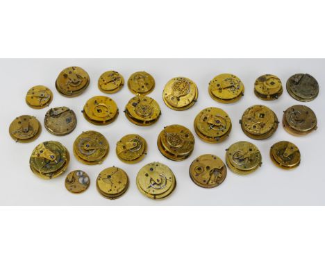 A Collection of Pocket Watch Movements including Bennett of Cheapside London, J.W. Benson, Muncaster of Lancaster, Russell of