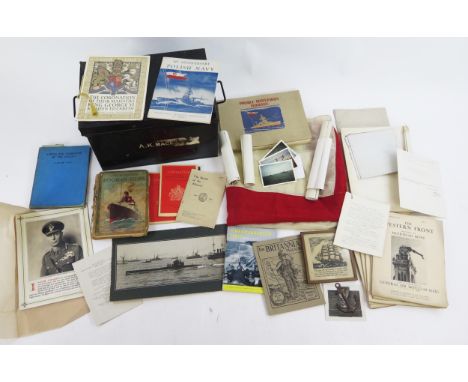 Of Naval interest, a collection of assorted photographs of naval vessels, books relating to the Polish Navy, White Ensign, Wa