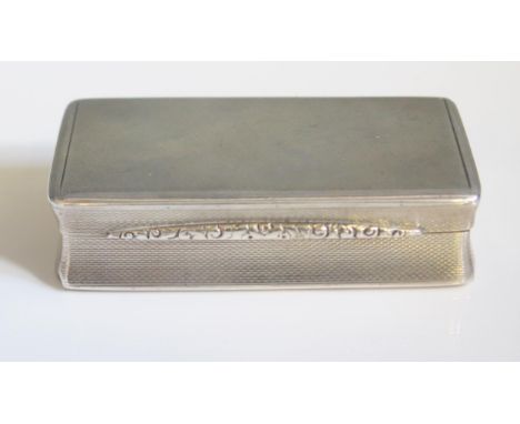 A George VI silver snuff box, maker G.S. Twist, Birmingham, 1936, of rectangular outline with engine turned decorations, the 