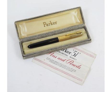A Parker 51 fountain pen, with instruction leaflet and original box.