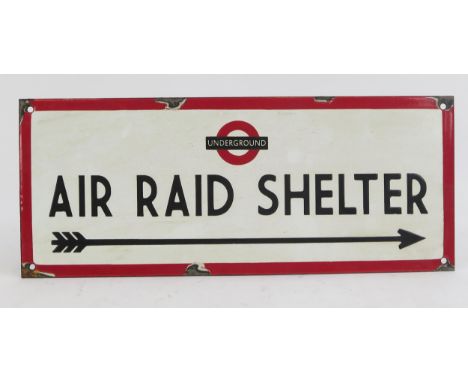 A reproduction enamel advertising sign 'Underground Air Riad Shelter' 17 x 41cm 
