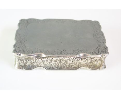 A Victorian silver snuff box, maker Nathaniel Mills, Birmingham, 1846, of rectangular outline with chased foliate decoration 