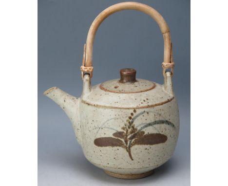 A David Leach Studio Pottery Teapot, 24cm high to handle