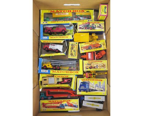 Matchbox Lesney King Size Group of 10 including K10 Pipe Truck, K7 Refuse Truck, K16 Dodge Tractor with Twin Tipper Trian, K1