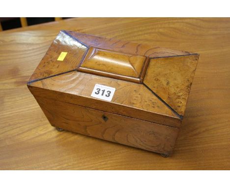 Burr elm tea caddy 