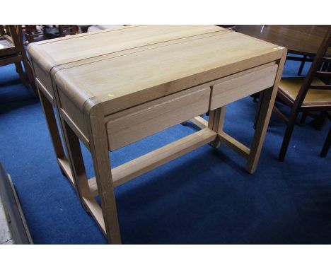 Good quality modern Golden Norwegian Ash two drawer console table