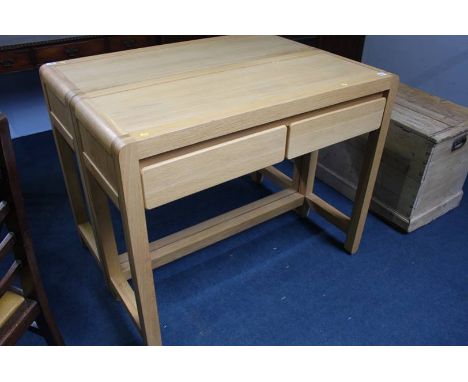 Good quality modern golden Norwegian Ash  two drawer console table