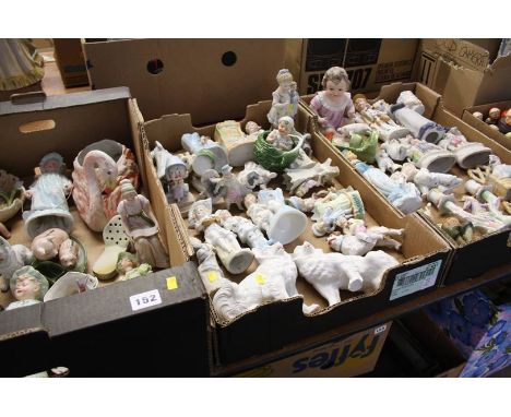 3 Trays of continental bisque figurines