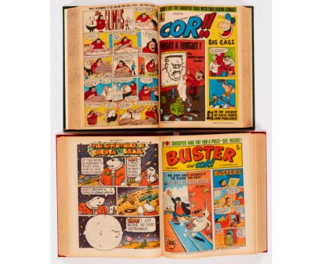 Cor!! (Jan-June 1974) Complete half year in bound volume (including last issue). With Buster and Cor!! (3 Aug- 28 Dec 1974) i