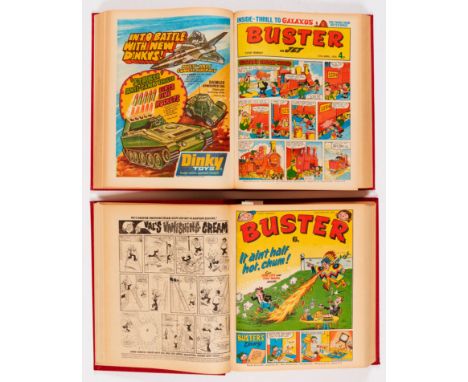 Buster and Jet (Jan - Jun 1974) 21 issues in publisher's bound volume including first Buster and Cor! (22 Jun 1974). Due to i