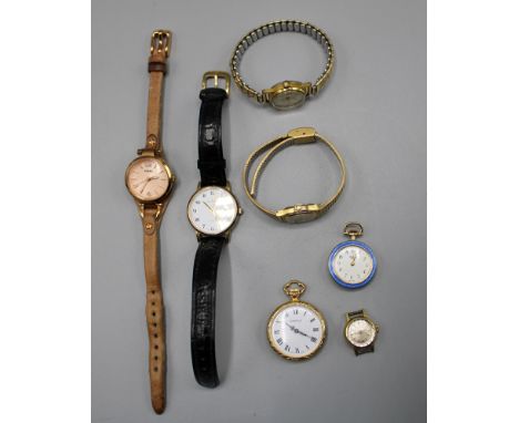 Damen Uhren Taschenuhren Konvolut 7 St., darunter Uhlmann Geneve Taschenuhr guillochiert, Fossil Armbanduhr, Anker, Dugena, D