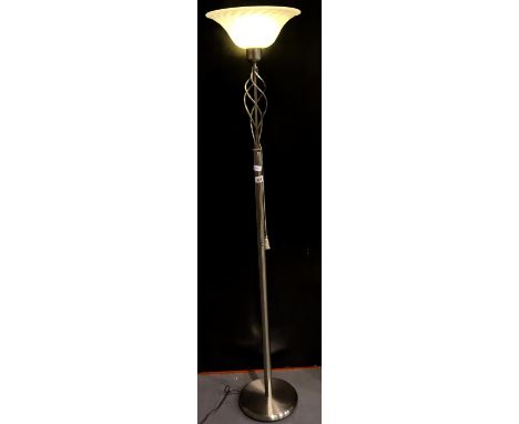 Polished steel up lighter, H: 184 cm. Not available for in-house P&amp;P, contact Paul O'Hea at Mailboxes on 01925 659133 