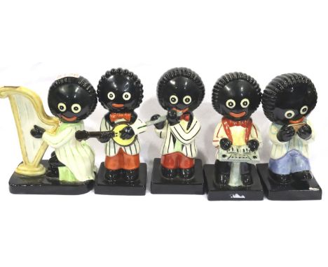 Five ceramic Show Special Robertsons Gollies by Carlton Ware, no cracks, chips or visible restoration. Not available for in-h