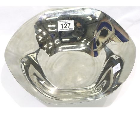 Georg Jensen Denmark; a large mirror finish stainless steel bowl, D: 27cm, light surface marks/scratches throughout, no dents