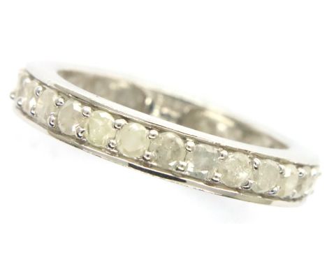 9ct white gold 1ct diamond full eternity ring, size J/K, 2.1g. P&amp;P Group 1 (£14+VAT for the first lot and £1+VAT for subs