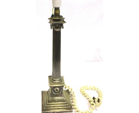 Ornate silver plated pedestal table lamp, H: 60 cm. Not available for in-house P&amp;P, contact Paul O'Hea at Mailboxes on 01