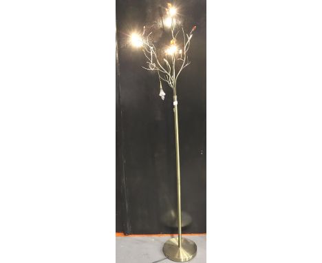 Floor standing multi bulb brushed steel lamp, H: 170 cm. Not available for in-house P&amp;P, contact Paul O'Hea at Mailboxes 