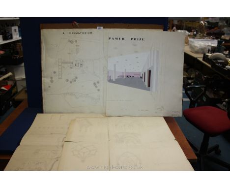 A quantity of architectural plans.