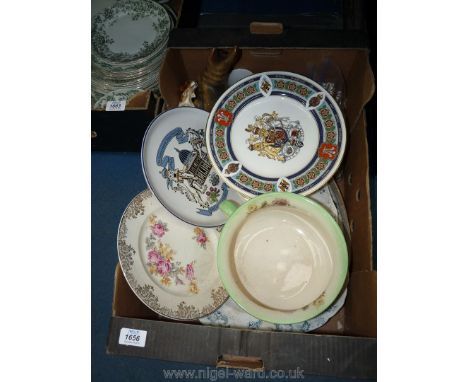 Two meat plates, chamber pot, two vegetable tureens, a Royal Worcester limited plate and a Denby plate.