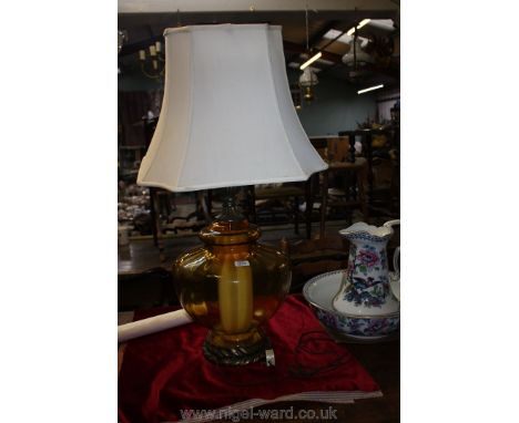 A vintage large amber glass Table Lamp.