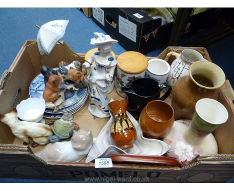 A quantity of china including Nao cat, Delft plates, etc some a/f.