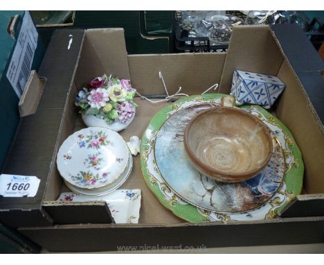 Five pin dishes including Hammersley, Minton and Royal Worcester, together with an old Imari dish and other plates