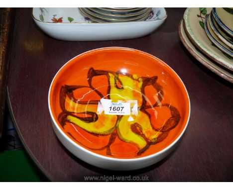 A hand painted Poole pottery Bowl, 6 3/4" diameter.
