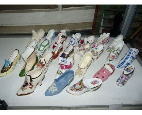 A set of miniature ceramic Shoes.