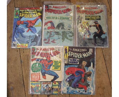 Five 'The Amazing Spider-Man' comics by Marvel - "The Man in the Crime-Master's Mask", "Never Step on a Scorpion", "Just a Gu