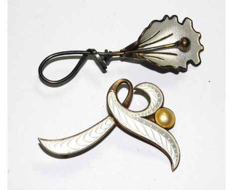 Two Norwegian silver and enamel brooches 