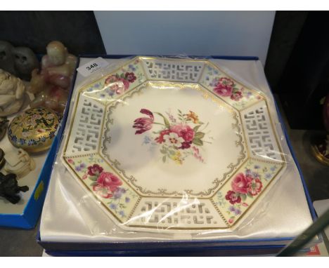 Two Limited Edition Spode octagonal pierced plates, celebrating 200 years of Fine Bone China, and a Spode Christmas plate for